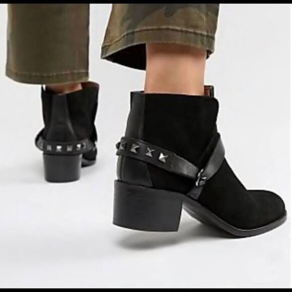 H by Hudson London Black Suede Biker Boots size 39‎ - Picture 1 of 3